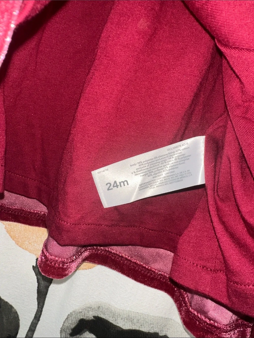 Carter's Velvet Long-Sleeve Toddler Dress in Wine with Bow